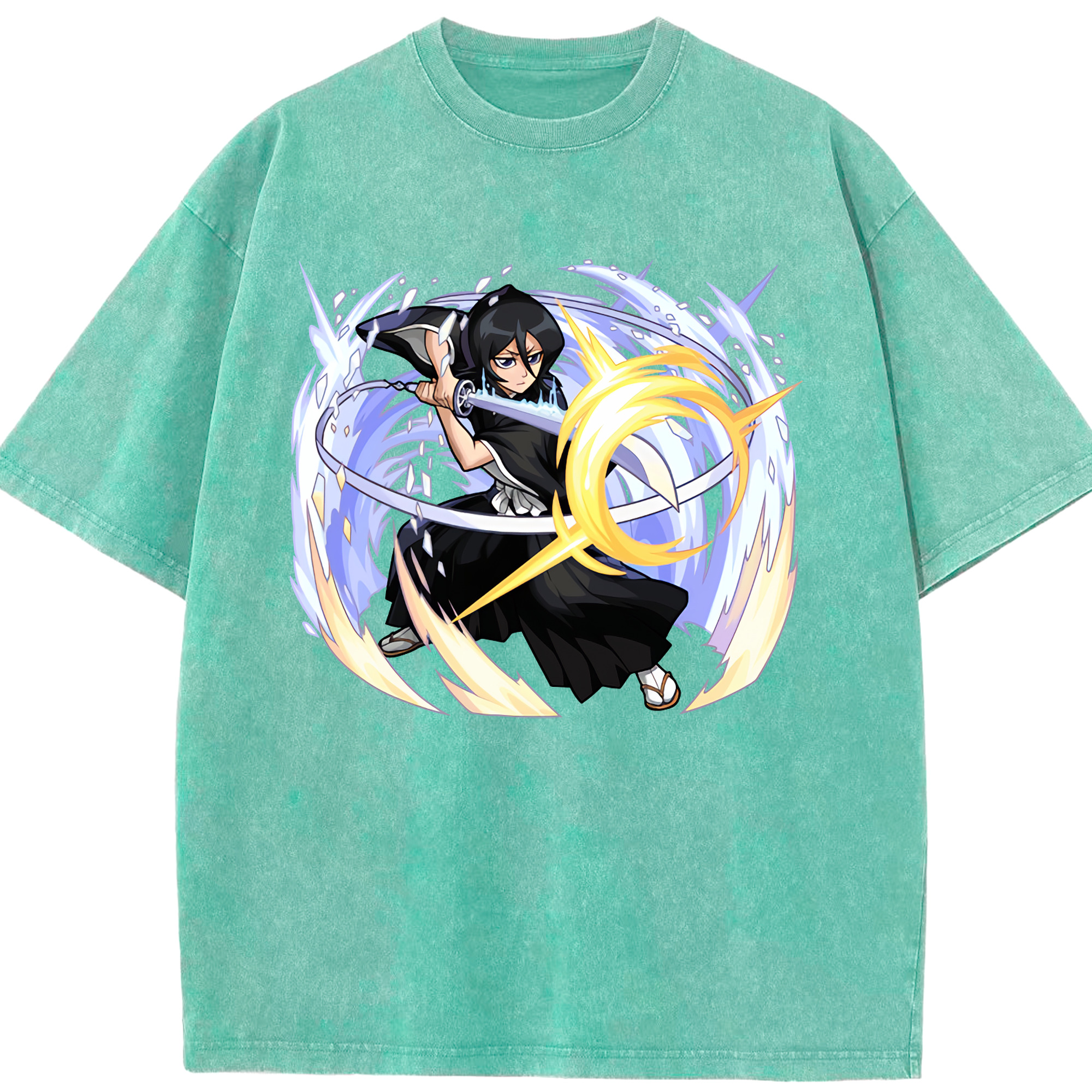 （画像用） ブリーチ 朽木ルキア BLEACH Kuchiki Rukia 綿100% ヴィンテージ風 半袖Tシャツ（フロントプリント）